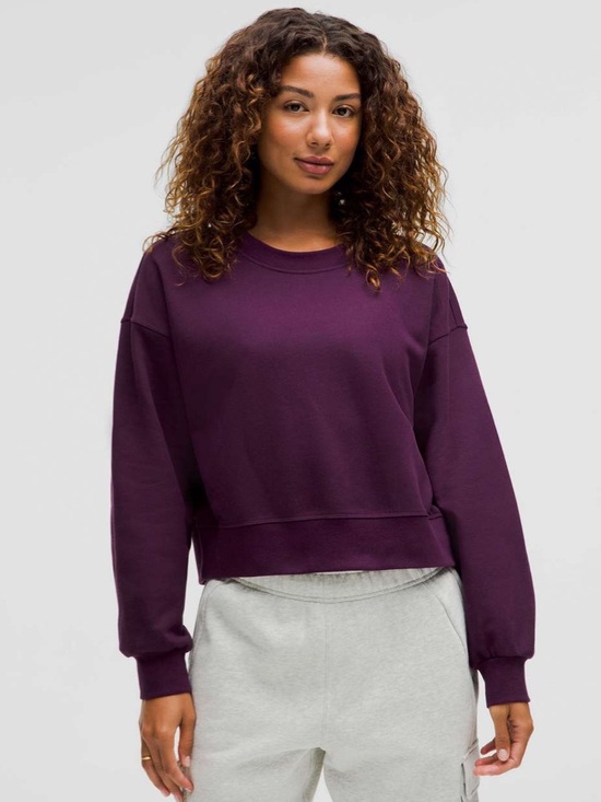 lululemon athletica Tops - Lululemon Perfectly Oversized Cropped Crew *French Terry Dramatic Magenta Size 4